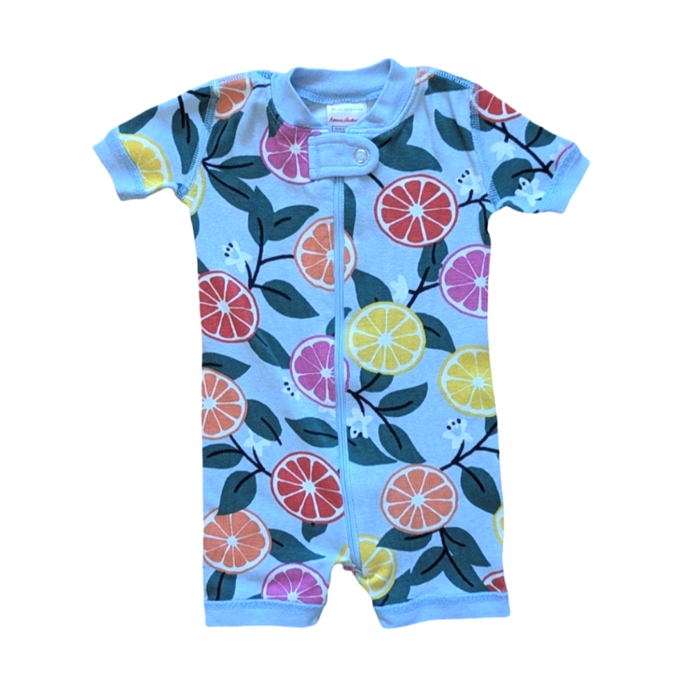 Hanna Andersson Baby Zip Shortie Sleeper in Sweet Citrus - Size 0-3M